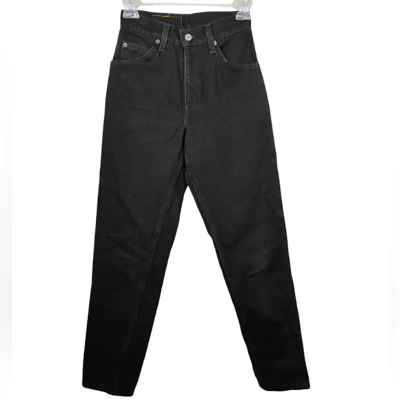 Vintage Levi's Orange Tab Relaxed Fit Tapered Leg Black Denim Jeans Size Small - Picture 1 of 12